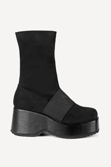 Botine din piele întoarsă și elastice MGZ-358-6376-negru