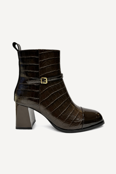 Ghete din piele naturală cu imprimeu MGZ-366-4059-maro