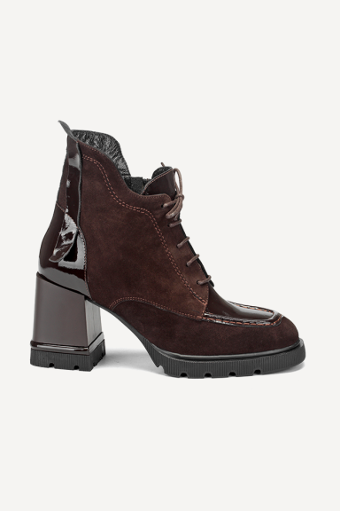 Botine din piele întoarsă cu toc mediu MGZ-378-4861