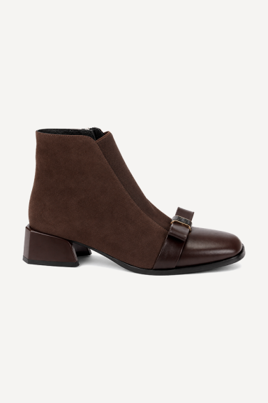 Botine din piele întoarsă și piele MGZ-378-5218-maro