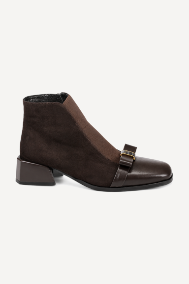 Botine din piele întoarsă și piele MGZ-378-5218-maro