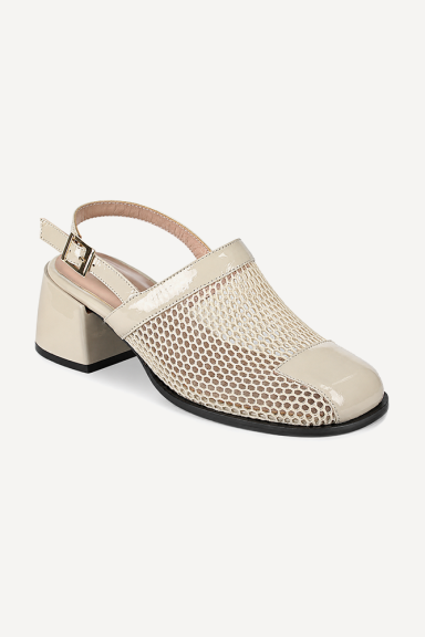 Sandale din piele lăcuită și textil MGZ-378-5365-bej