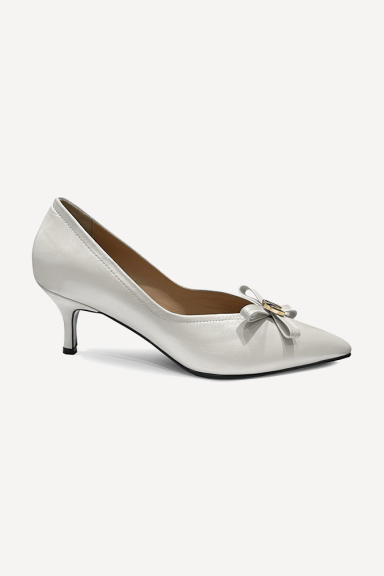 Pantofi din piele cu toc mediu MGZ-379-842-alb