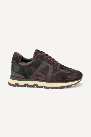 Pantofi sport din piele și piele întoarsă MGZ-393-876-maro-verde