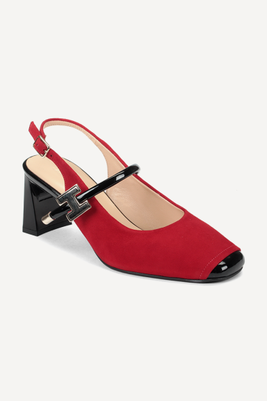 Sandale din piele întoarsă și piele lăcuită MGZ-71-4445-roşu