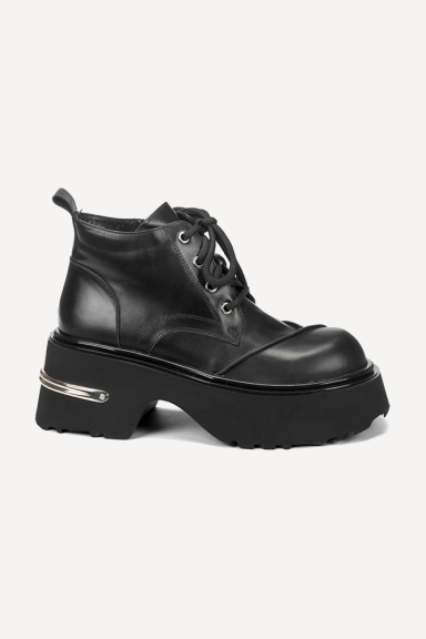 Botine din piele cu toc jos MGZ-90-10344