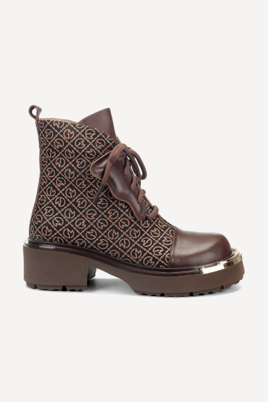 Botine din piele naturală cu imprimeu MGZ-90-10354-maro