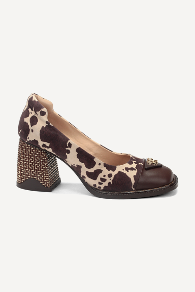 Pantofi din piele cu toc mediu MGZ-90-10394-maro-bej