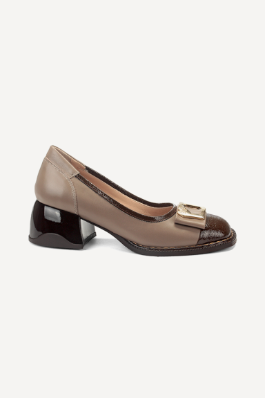 Pantofi din piele cu toc jos MGZ-90-10422-bej-maro