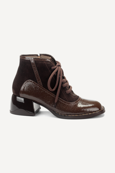 Botine din piele cu toc jos MGZ-90-10427-maro
