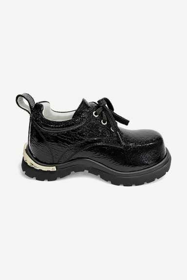 Mocasini din lac natural rupt MGZ-90-259-negru