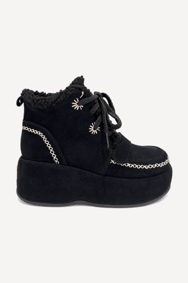Ghete din piele întoarsă cu platformă MGZ-90-283-negru