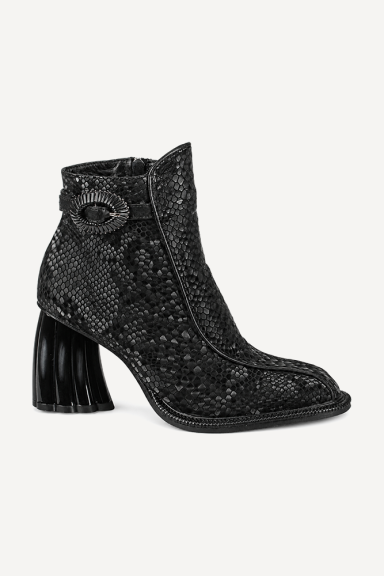 Ghete din piele naturală cu imprimeu MGZ-90-323-negru