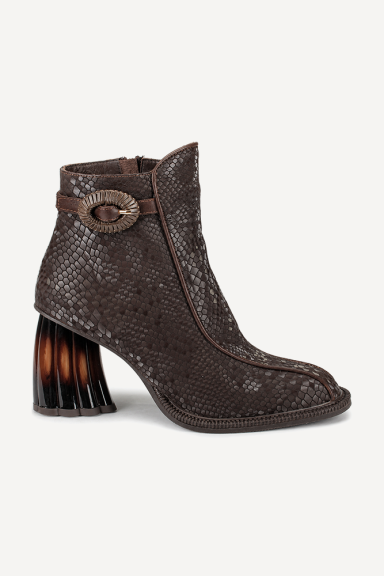 Ghete din piele naturală cu imprimeu MGZ-90-323-maro