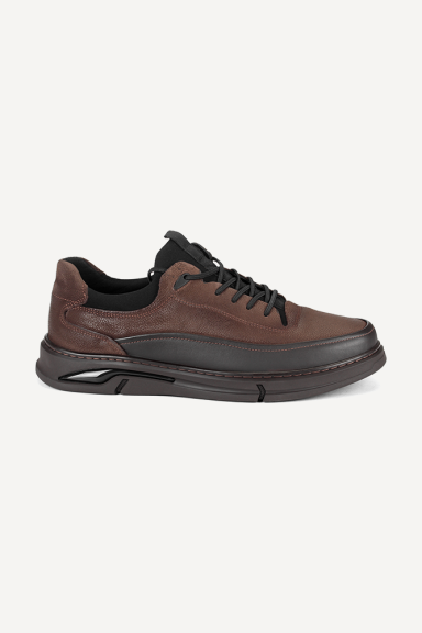 Pantofi sport din piele și piele nubuc MM-22486-maro