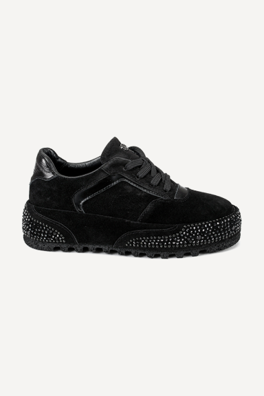 Pantofi sport din piele întoarsă NSR-9518-negru