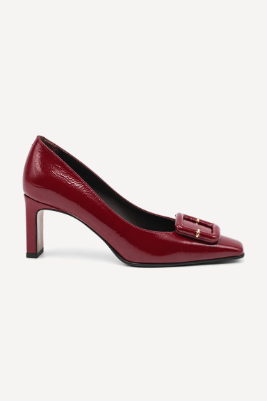 Pantofi cu toc mediu din piele lăcuită SY-27717/1-borduriu