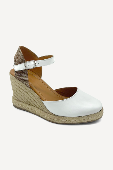 Espadrile din piele cu platformă ART-2611-alb