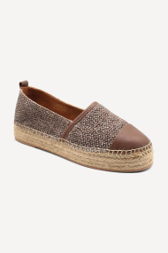 Espadrile din piele naturală și textil ART-2602-maro