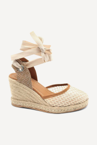 Espadrile din piele cu platformă din plasă ART-3348-bej