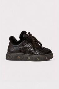 Pantofi sport din piele ESL-2766-maro