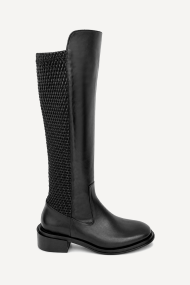 Cizme din piele naturală cu toc jos ADL-101-27-negru