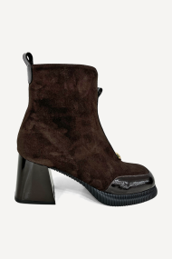 Botine din piele întoarsă cu toc mediu ADL-3330-26-maro