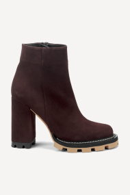 Botine din piele întoarsă cu toc înalt ADL-671-26-maro