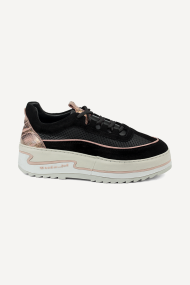 Pantofi sport din piele și piele întoarsă ARG-26500-negru-roz