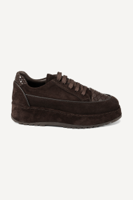 Pantofi sport din piele întoarsă cu imprimeu ARG-2742-maro