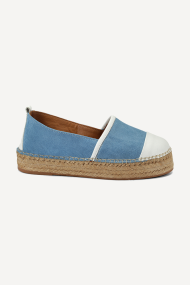 Espadrile din piele întoarsă ART-2602-albastru-alb