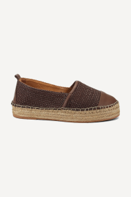 Espadrile din piele naturală și textil ART-2602-maro