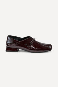 Pantofi cu toc jos din piele lăcuită MGZ-330-3240-bordeaux