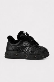 Pantofi sport din piele ESL-2766-negru
