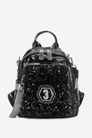 Rucsac din imitație de piele lăcuită cu paiete KB-27107