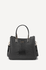 Geanta din imitație de piele lacuita KB-7426-negru