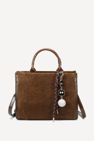 Geantă din imitație de piele întoarsă KB-7458-maro-deschis