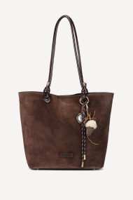 Geantă din imitație de piele întoarsă KB-7460-maro