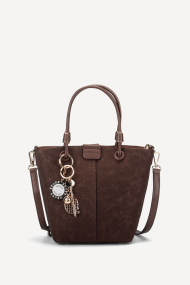 Geantă din nubuc natural și piele ecologică KB-7465-maro