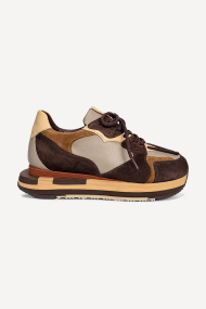Pantofi sport din piele întoarsă și piele MGZ-05-2752-bej-maro