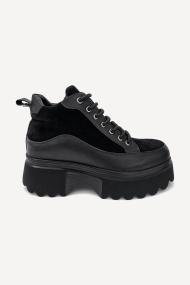 Ghete din piele întoarsă și piele naturală MGZ-100-02235-20-negru