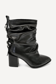 Botine din piele naturală cu toc mediu MGZ-13-7034