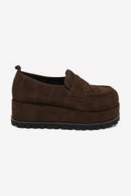 Mocasini cu platformă din piele întoarsă MGZ-133-2005-maro