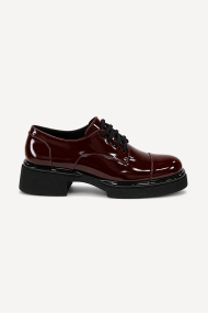 Mocasini din piele naturală lăcuită cu șireturi MGZ-144-237-Bordeaux