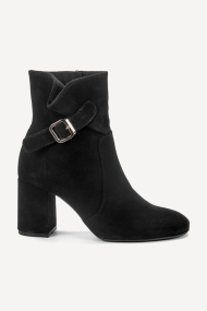 Botine din piele întoarsă cu toc mediu MGZ-33-7469-negru