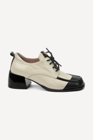 Pantofi din piele cu șireturi MGZ-378-5075-bej-negru