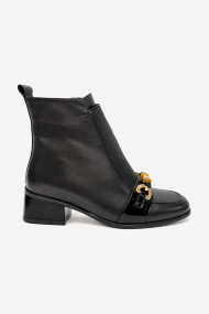 Ghete din piele naturală cu toc jos MGZ-378-5407-negru