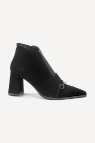 Botine din piele întoarsă cu toc mediu MGZ-379-1000-negru