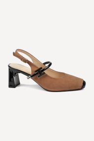 Sandale din piele întoarsă și piele lăcuită MGZ-71-4445-maro