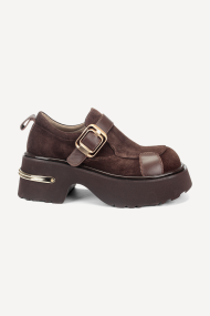 Mocasini din piele și piele întoarsă MGZ-90-10342-maro